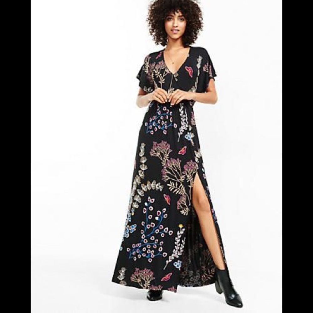 Express Flowy Floral Maxi Dress with Slit
